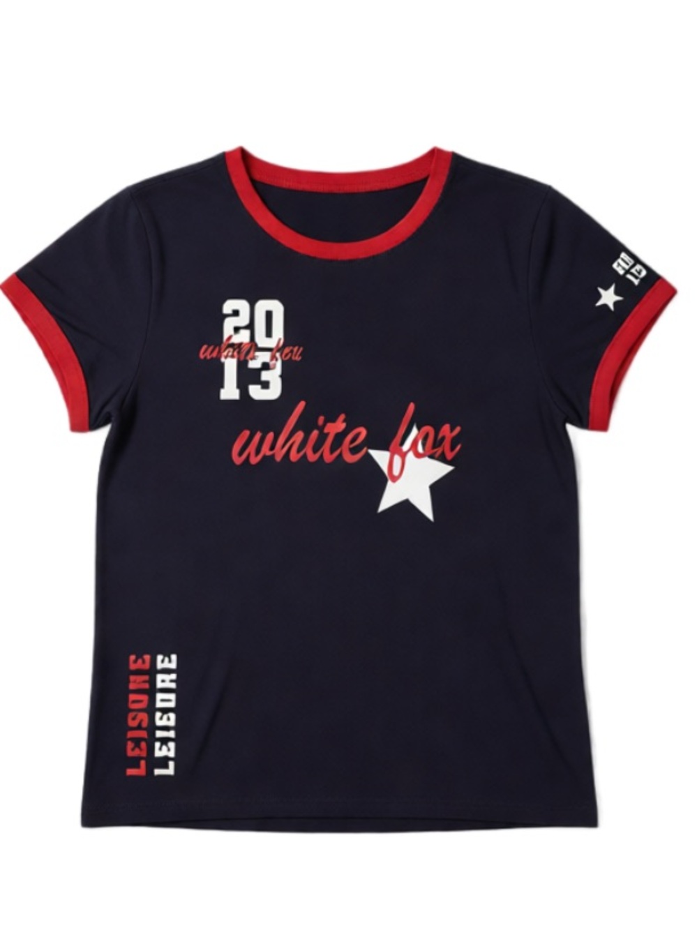 White Fox Boutique Navy & Red Short Sleeve Graphic Tee